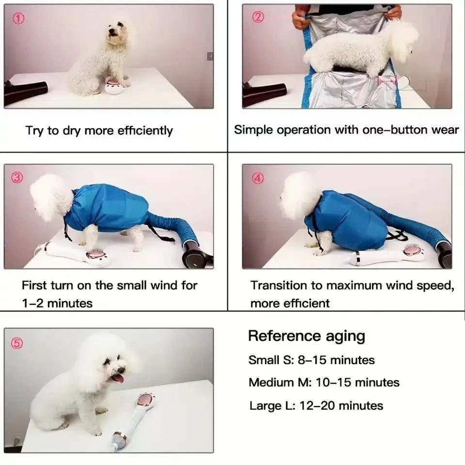 Portable Pet Drying Bag Folding Dog Hair Dryer Box Blow Bag Pet Grooming Dry Bag Dog Blowing Cat Bathing Pet Hair Drying Clothes Peaceful Pleasures Health and Wellness
