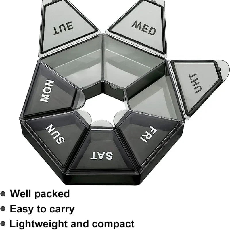 New 7 Days Pill Medicine Box Weekly Tablet Holder Portable Travel Mini Small Pill Box Pills Cases Storage Organizer Container Peaceful Pleasures Health and Wellness