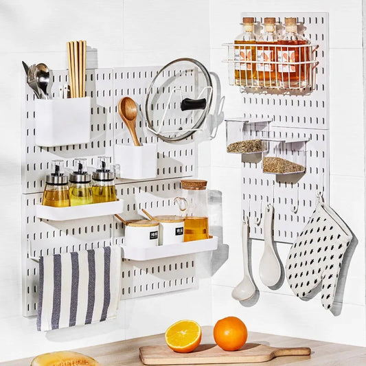 Home Pegboard Wall Hole Board Panels Decor Organizer Holder Mounting Display DIY Tool Storage Rack Bathroom Kitchen Hang Board Peaceful Pleasures Health and Wellness