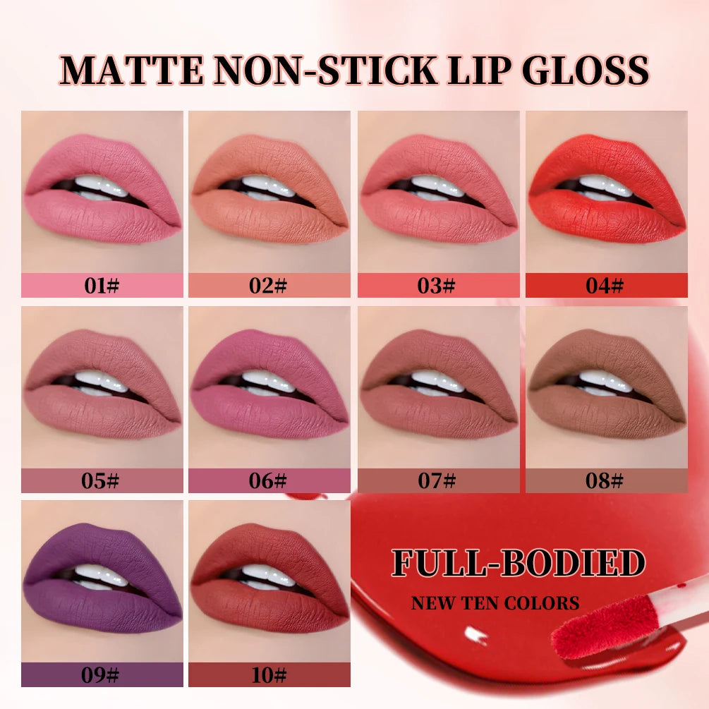 QIBEST Matte Liquid Lipstick Lasting Velvet Nude Lip Gloss Non-stick Cup Waterproof Purple Red Lip Glaze Tint Cosmetic For Women Peaceful Pleasures Health and Wellness