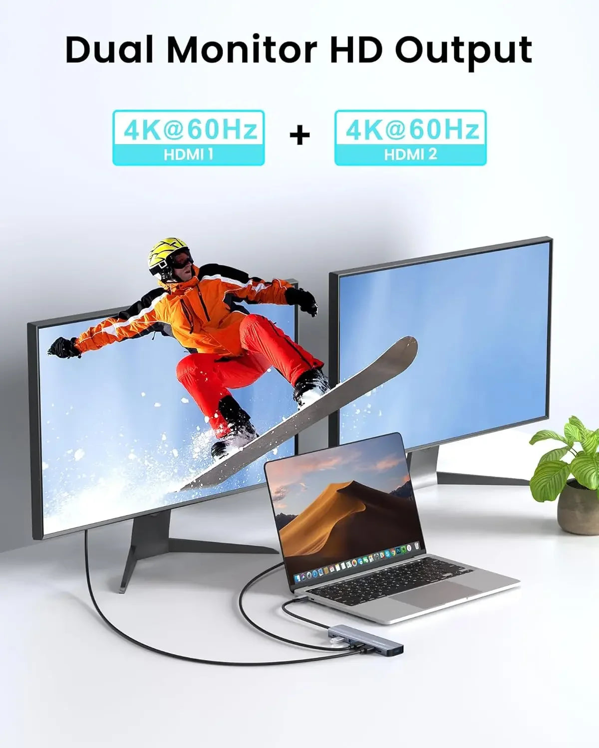 7-in-1 USB C Hub with Dual HDMI 4K, 100W PD Charging, and Multiple Ports for Laptops Peaceful Pleasures Health and Wellness