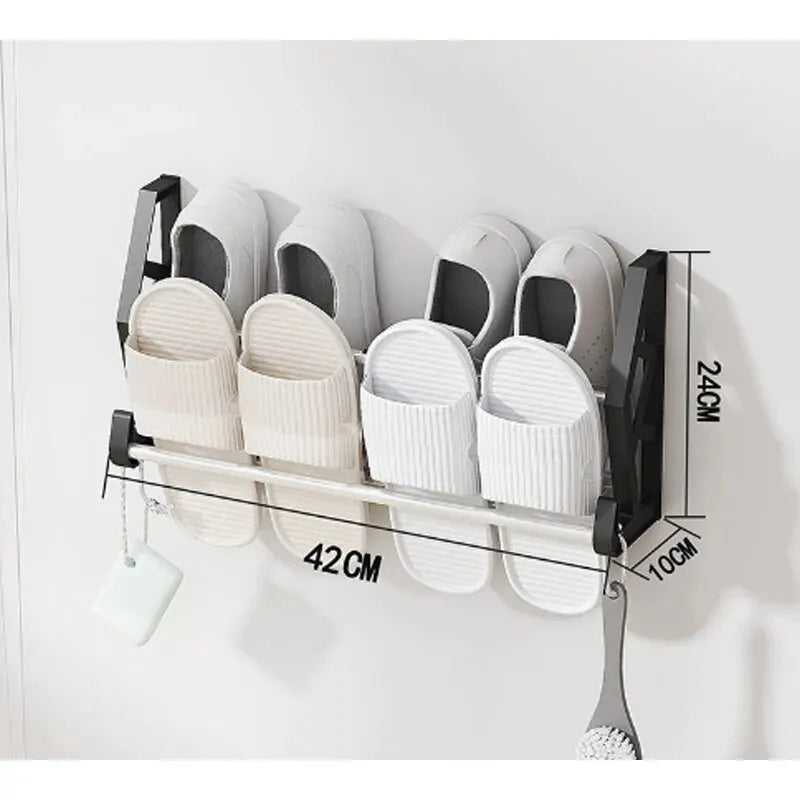 Wall-Mounted No-Drill Shoe Rack – Multi-Layer Slipper Organizer