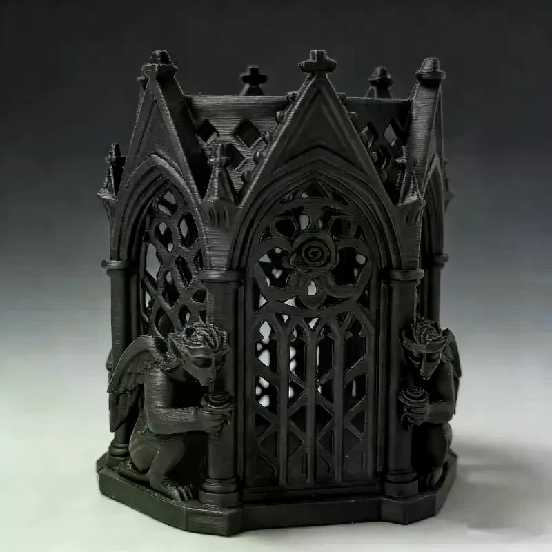 Dark Gothic Pen Holder – Black Ornamental Desk Organizer