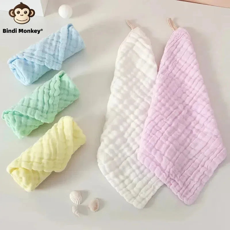 5 pieces of small square towel Soft and comfortable absorbent children's towel Green spring square kindergarten hand towel face Peaceful Pleasures Health and Wellness