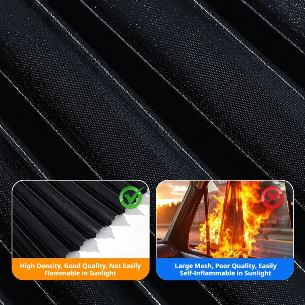 2/4pcs Black Sliver Embedded Track Curtains Sun Protection Temperature Isolation Car Privacy Sunshade Private Cool Car Interior Peaceful Pleasures Health and Wellness