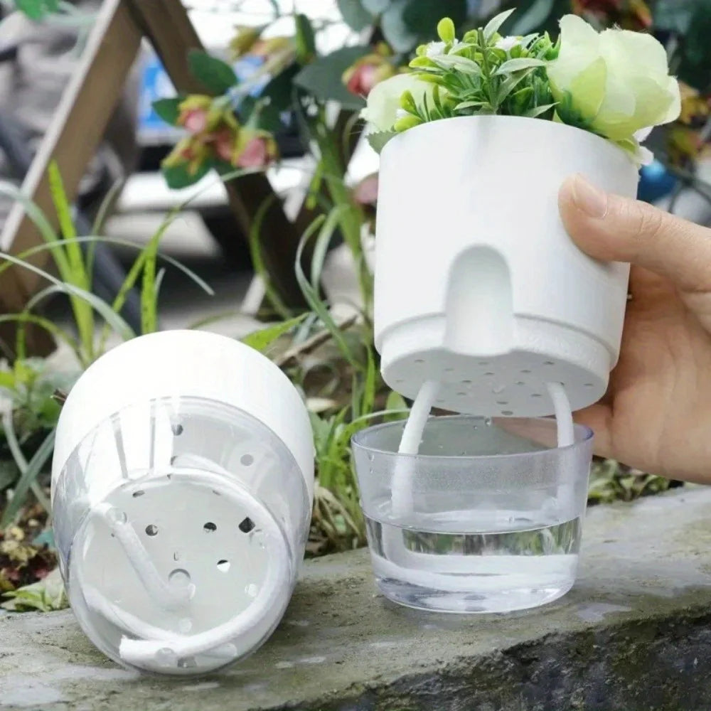 Self-Watering Double Layer Flower Pots – Succulents & Bonsai
