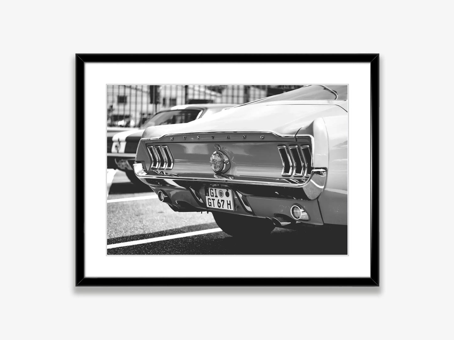 Ford Mustang Black & White Canvas Wall Art Print | Car Poster