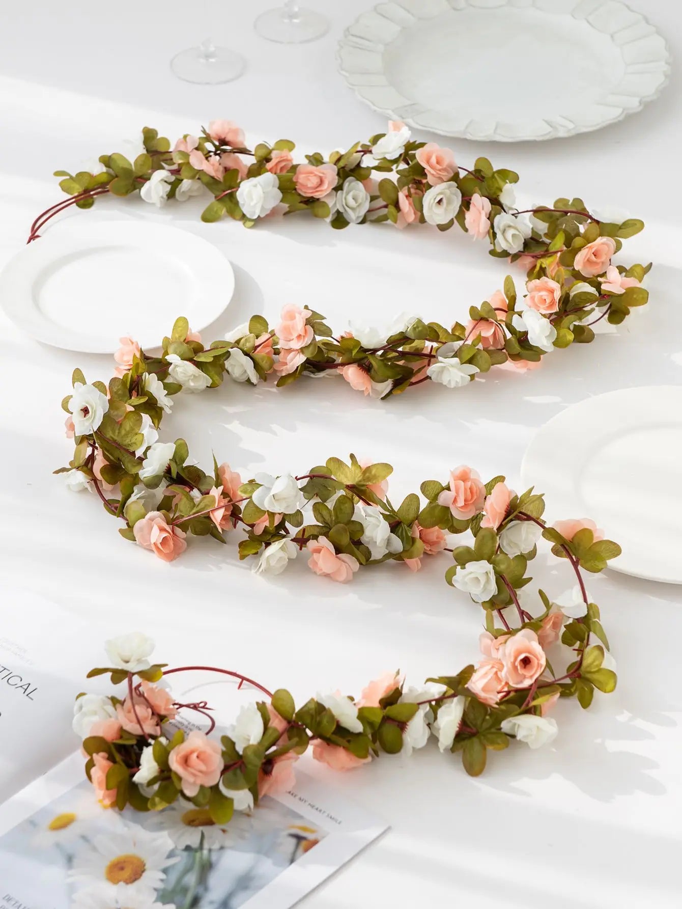 Artificial Silk Rose Vine Garland – Wedding & Home Decor