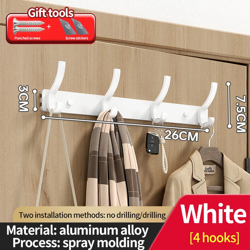 6-Hook Wall Mounted Aluminum Towel & Hat Rack | Door Hook