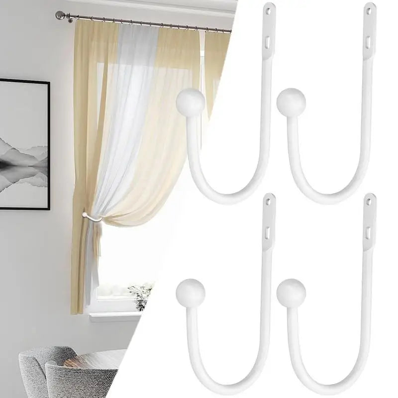 Aluminum Drapery Holdbacks 4pcs – U-Shape Curtain Tiebacks Curtain Holdbacks Peaceful Pleasures Health and Wellness