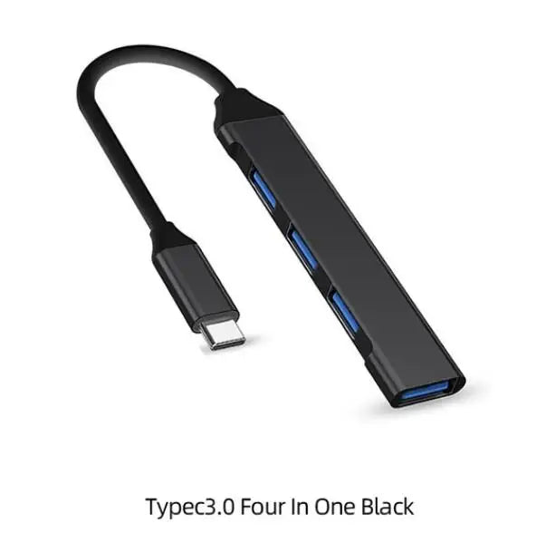 New Black Color 4 Port USB Type C HUB 3.0/2.0 High Speed Splitter For Adapter OTG For PC Computer Accessories Peaceful Pleasures Health and Wellness Black Type c