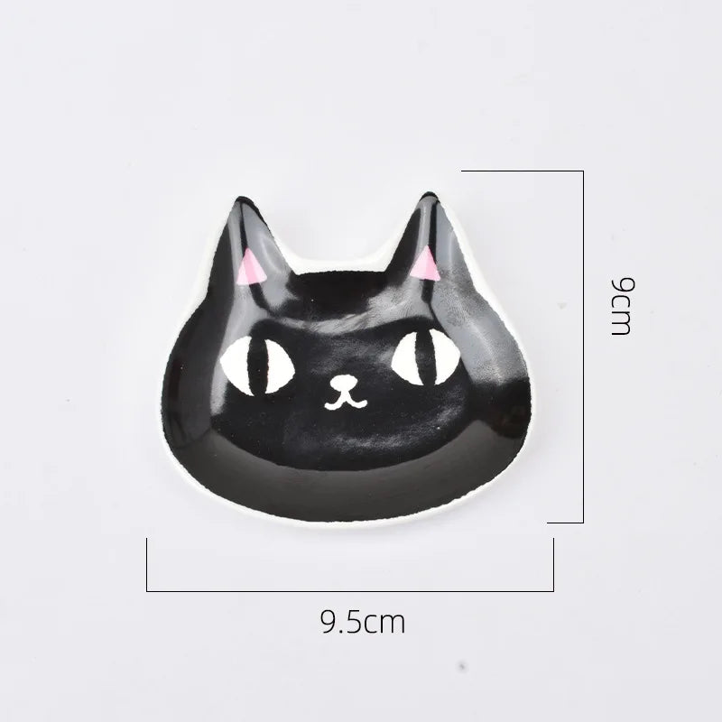 New Japanese Style Ceramic Three Colored Cat Dish Cute Cat Shaped Sauce Dish Household Snack Mustard Seasoning Dishes Tableware Peaceful Pleasures Health and Wellness C
