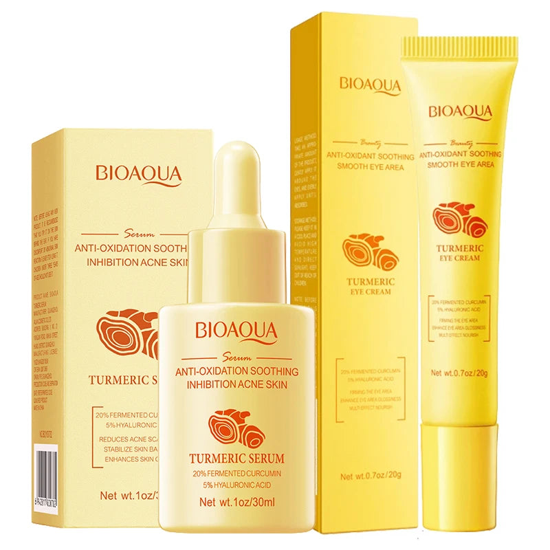 BIOAQUA Turmeric Skin Care Set – Serum & Eye Cream Kit
