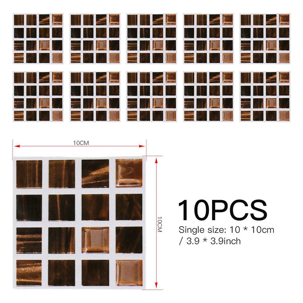 Self-adhesive Mosaic Tile Stickers Stick Bathroom Kitchen Wall Decal