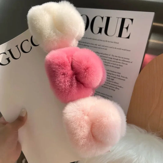 Otter Rabbit Fur Clip Korean Furry Hair Clip Cute Furry Shark Clip Headband Back of The Head Hair Clip Fashionable and Versatile Peaceful Pleasures Health and Wellness