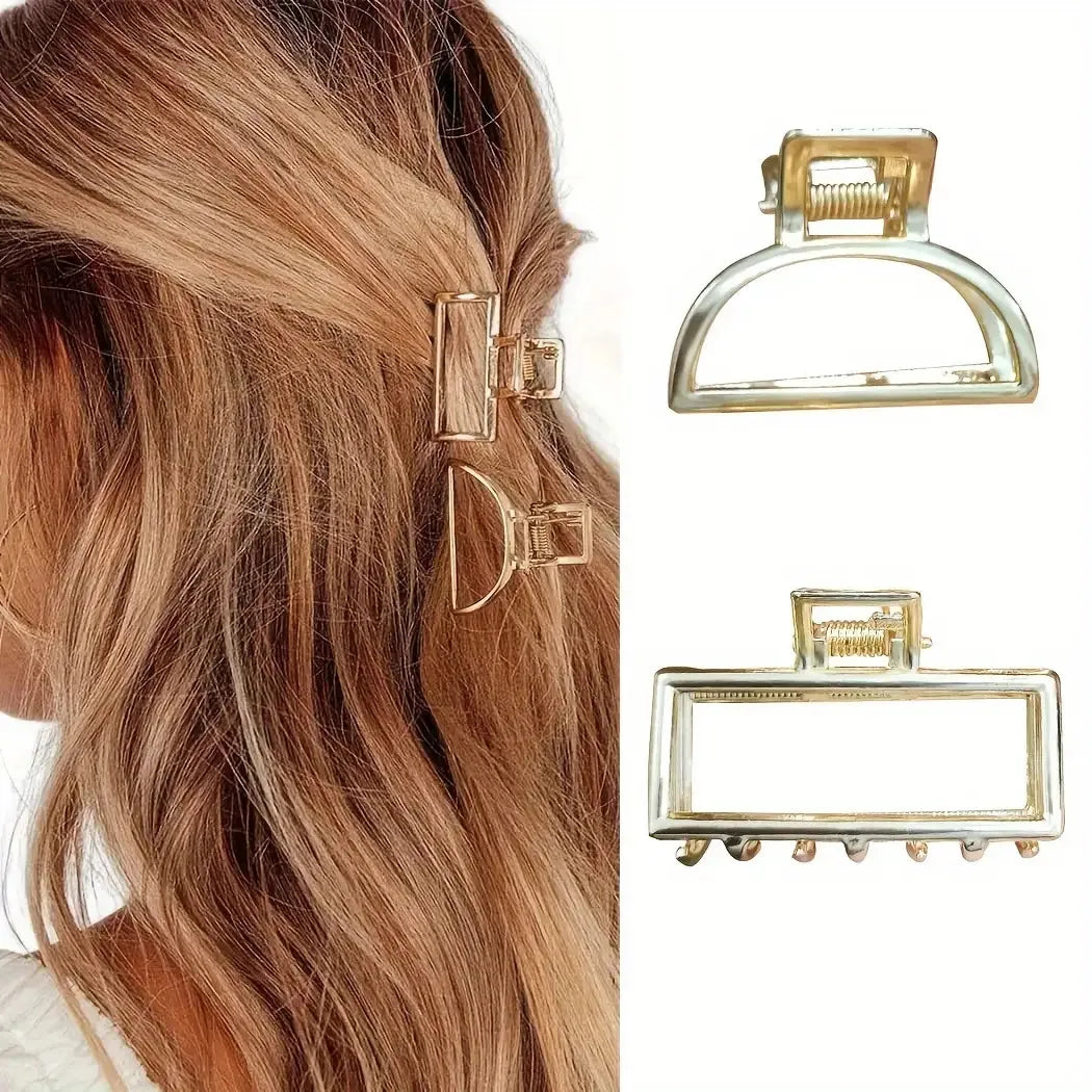 2-Pack Minimalist Golden Hair Claw Clips – Anti-Slip Peaceful Pleasures Health and Wellness 2PCS