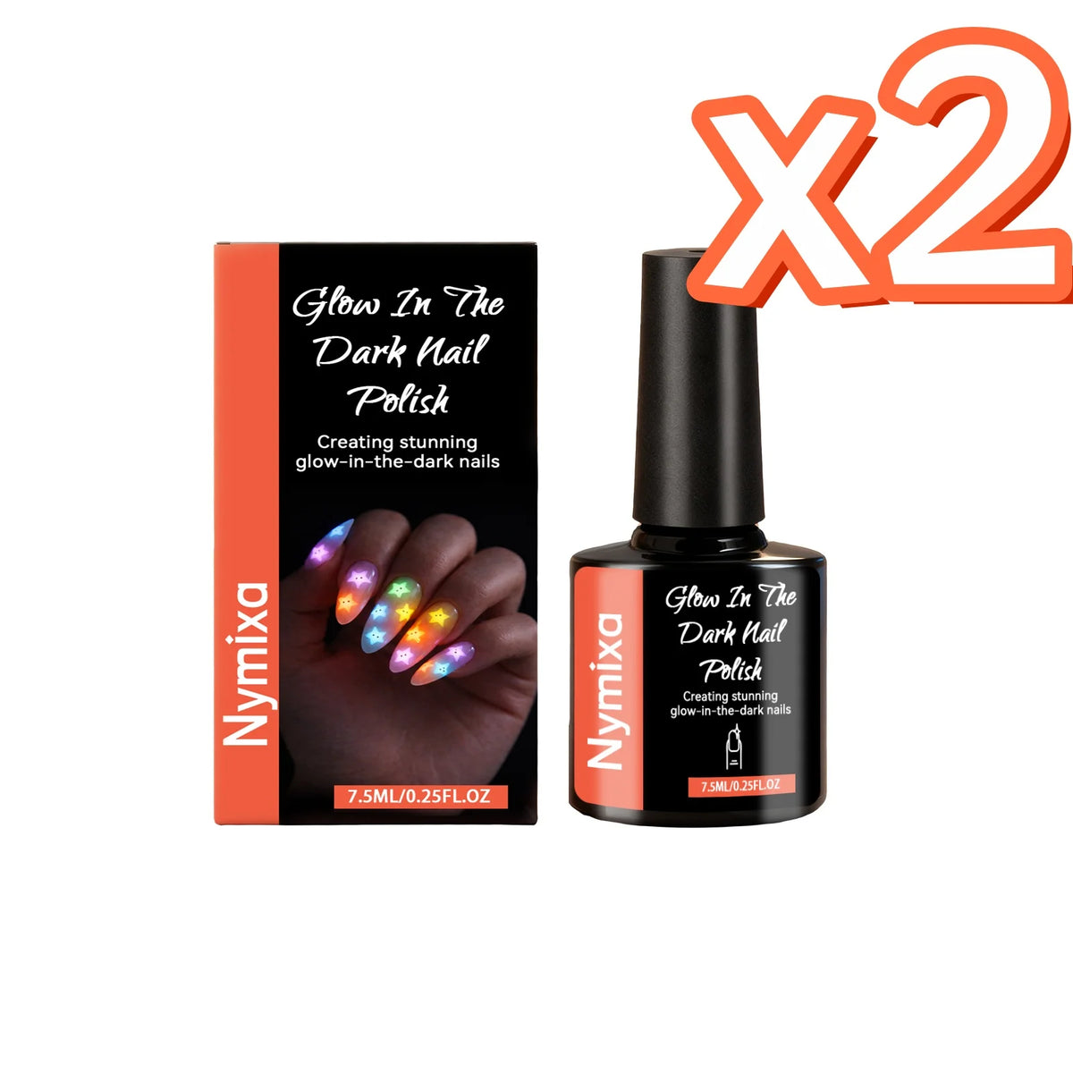 Fluorescent Nail Polish Glow In Dark Gel Colorful DIY Manicure Create Party Atmosphere Neon Luminous Top Coat Nails Polish Pens Peaceful Pleasures Health and Wellness Bright Orange x 2