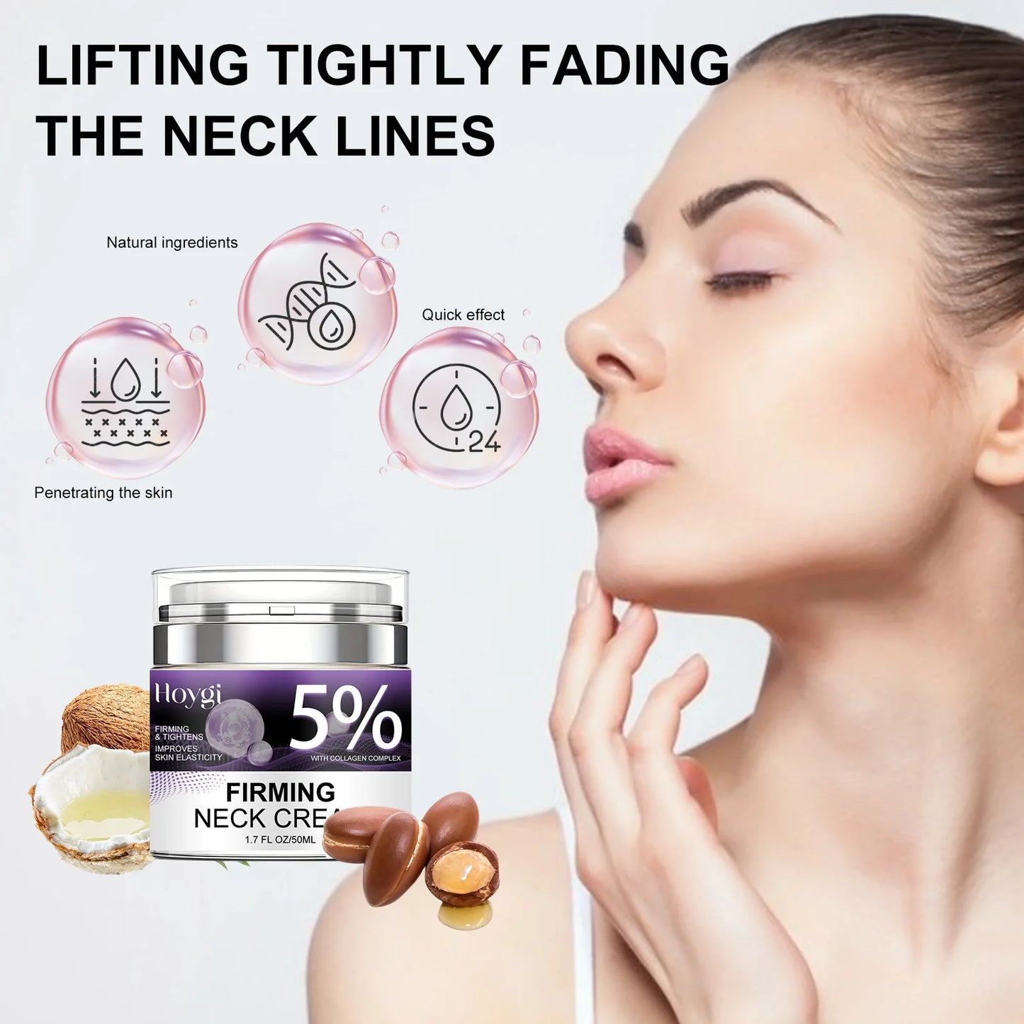Neck Firming Cream Fading Fine Line Double Chin Reducer Rejuvenation Tightening Moisturizing Hydrolyzed Collagen Neck Cream Peaceful Pleasures Health and Wellness