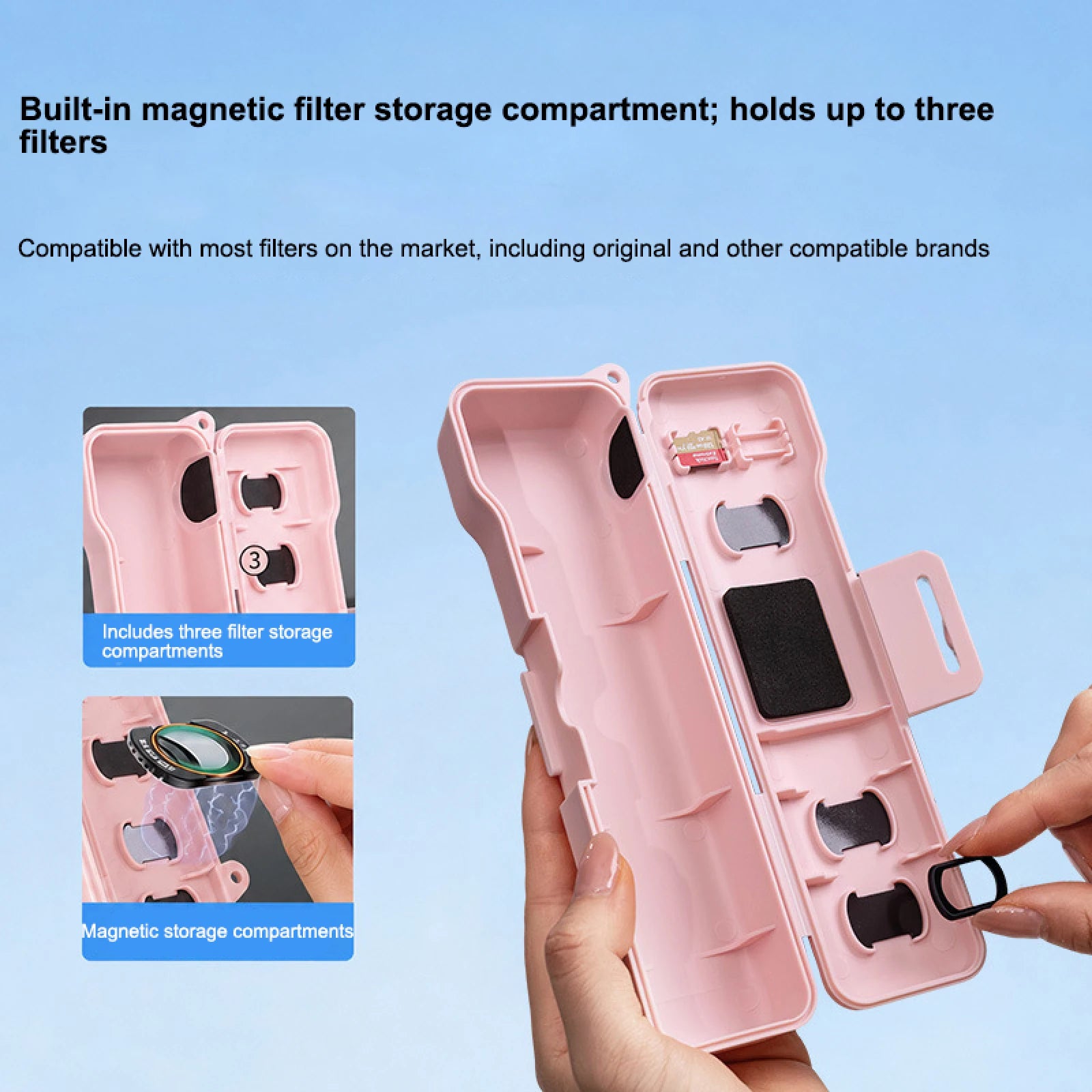 Hard Carrying Case For DJI Osmo Pocket 4/3 With Magnetic Filter Holder For 3 Filters Dual SD Card Slots Shockproof Anti Scratch Peaceful Pleasures Health and Wellness