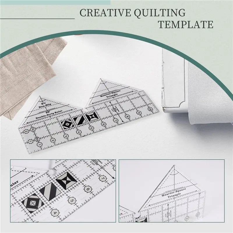 A36T-90 Degree Double Strip Quilt Ruler, 10 Inch Acrylic Quilting Triangle Rulers, Non-Slip Quilting Rulers And Templates Peaceful Pleasures Health and Wellness