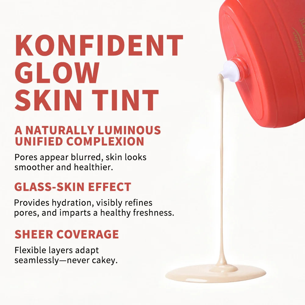 Konfident Glow Skin Tint Waterproof Hydrating Skin Foundation Coverage 30 ml Oil-Free Long - Lasting Glass-Skin Foundation Clean Peaceful Pleasures Health and Wellness