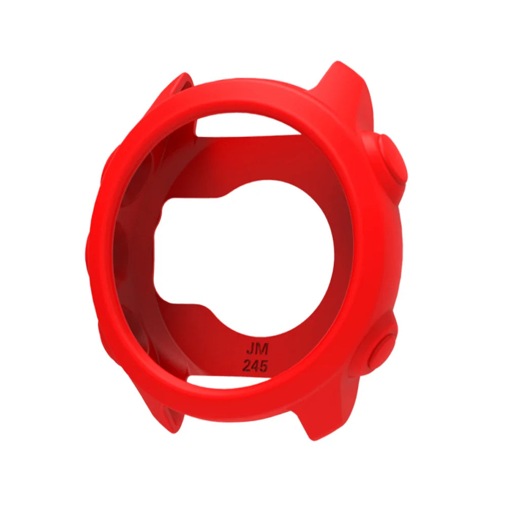 Silicone Protective Case Cover +Strap For Garmin Forerunner 245M/245 Smartwatch Strap Protector Shell Frame Protective Cases Peaceful Pleasures Health and Wellness red only case Forerunner 245 245M