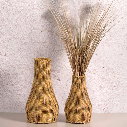 Imitation Rattan Weaving Vase Natural Looking Decorative Vase for Living Room & Wedding Arrangements Peaceful Pleasures Health and Wellness
