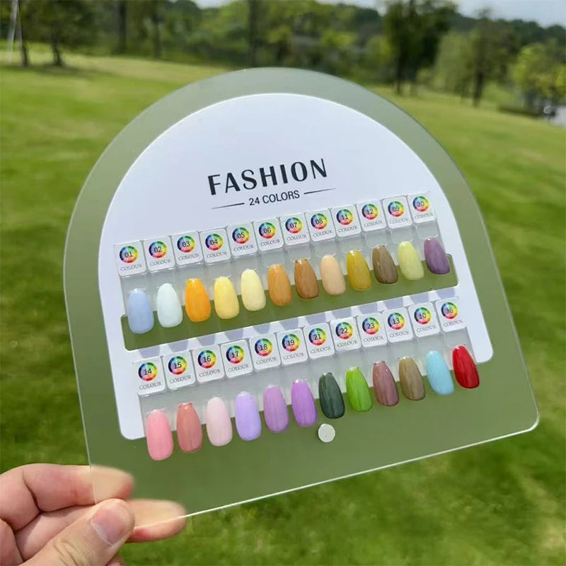 24pcs Magnetic False Nail Tip Display Clear Natural Color Card Polish Gel Stand Board Nail Palette Manicure Nail Glue Practice Peaceful Pleasures Health and Wellness