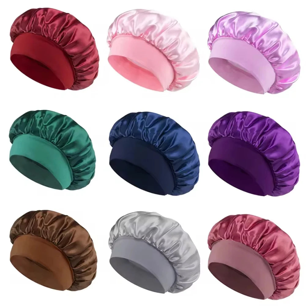 Women's Satin Sleep Bonnet | Wide Brim, Elastic Band Hair Care