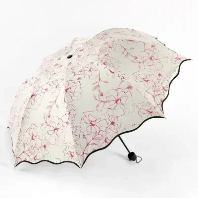Rain Sunshine Dual-purpose Umbrella Anti UV Black Coating Hibiscus