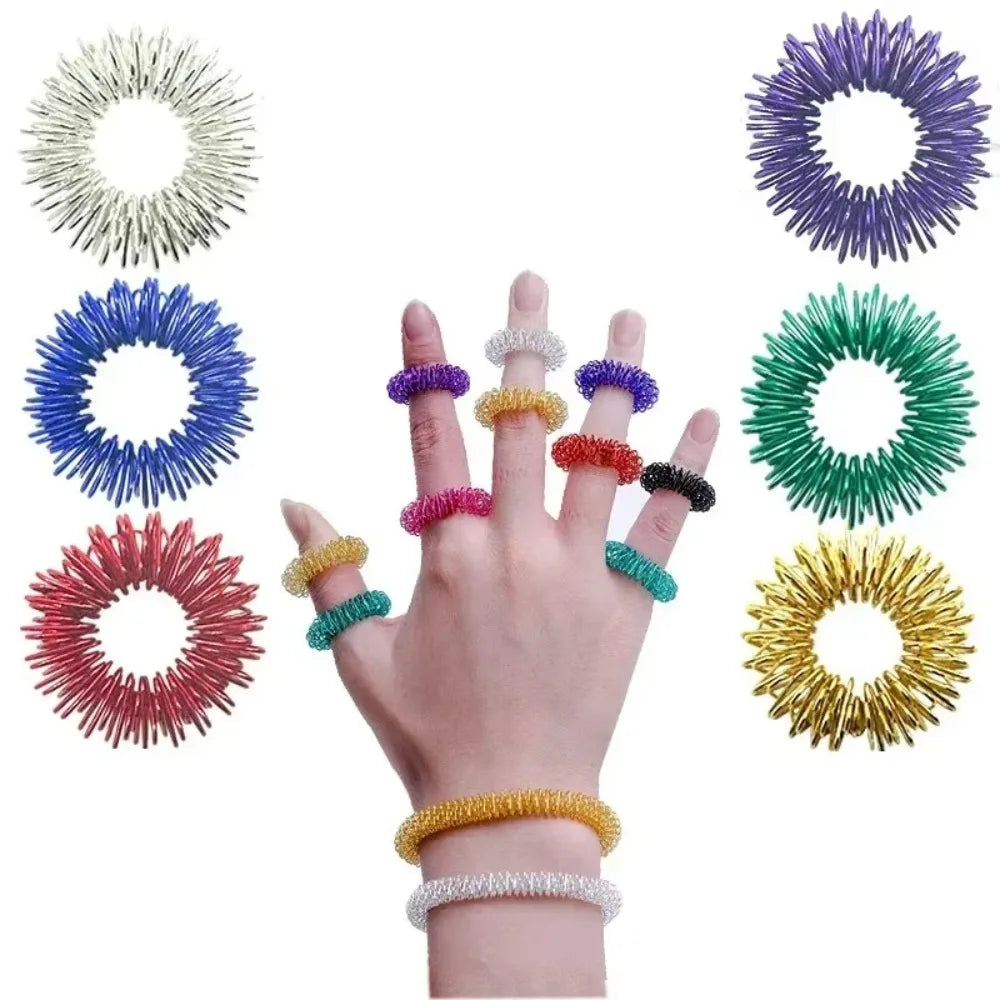 5/10/20pcs Acupressure Rings Spiky Sensory Finger Rings Set for Teens Adults Stress Reducer Massager Stress Relief Fidget Toys Peaceful Pleasures Health and Wellness