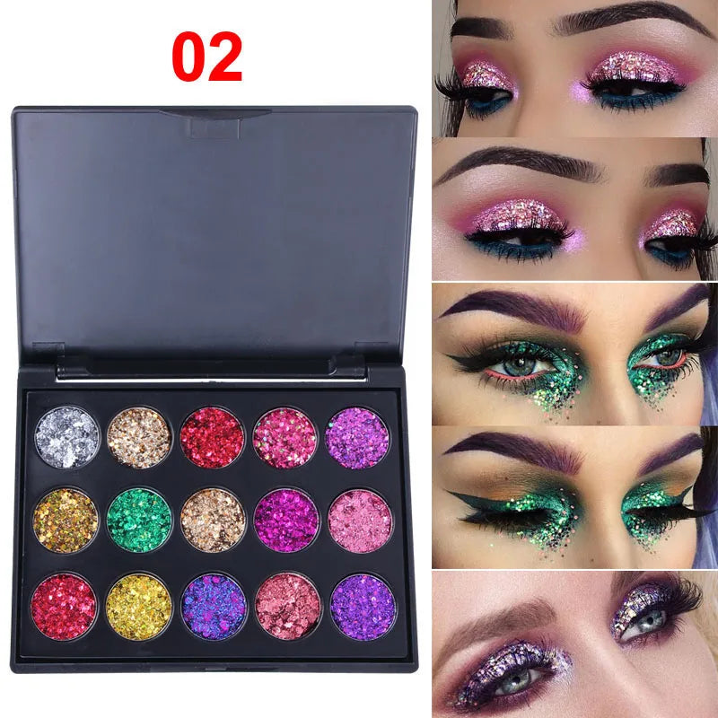 CmaaDu 15-Color Diamond Glitter Eyeshadow Palette – Shimmer