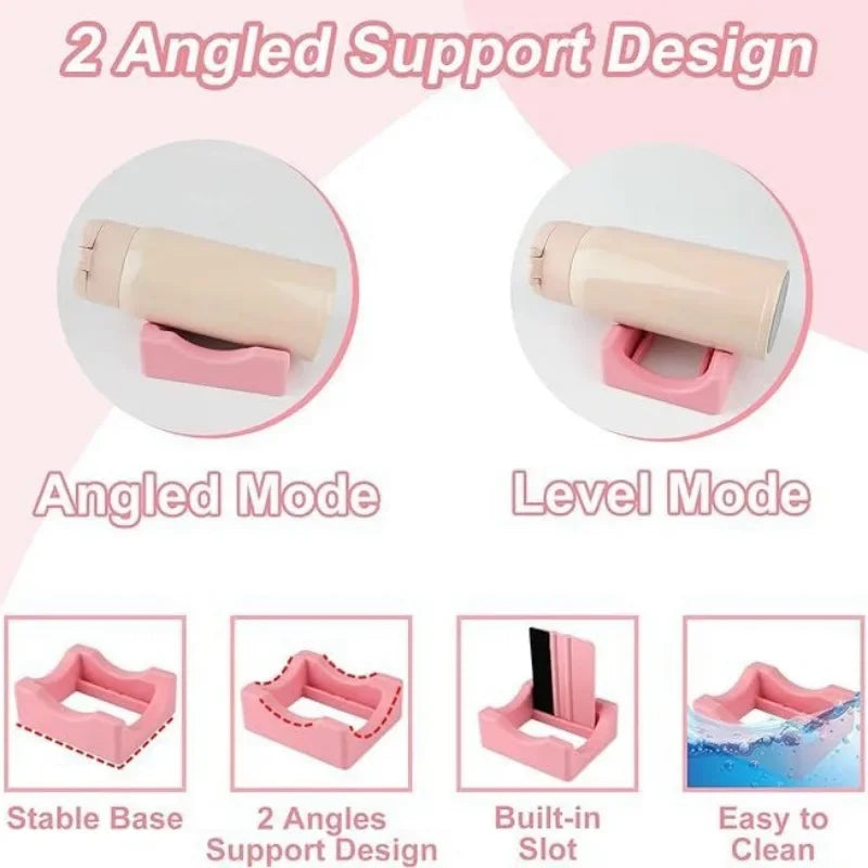 Tumbler Holder For Crafts Decals Tumbler Stand Curvature Supports Cup Holder With Builts-In Slot Mug Glass Silicone Cup Cradle Peaceful Pleasures Health and Wellness