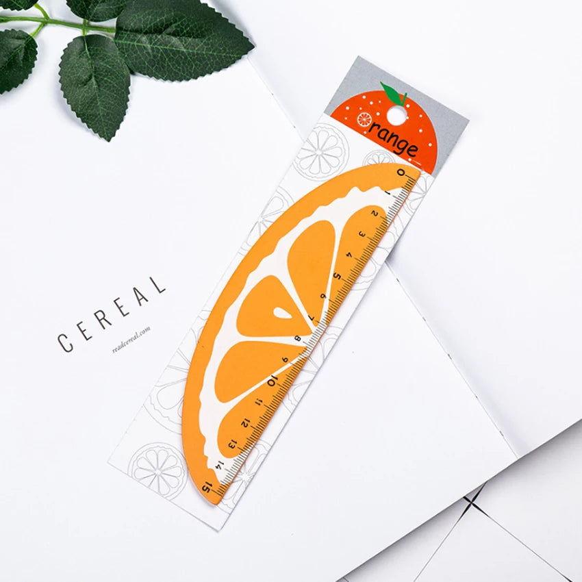Kawaii Fruit Wooden Ruler 15cm – Cute Cartoon Stationery Gift