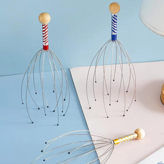 1PC Octopus Head Massager Stainless Steel Engraved Head Relaxer Brain Massage Claw Scalp Scratcher Itch Reliever Random Color Peaceful Pleasures Health and Wellness