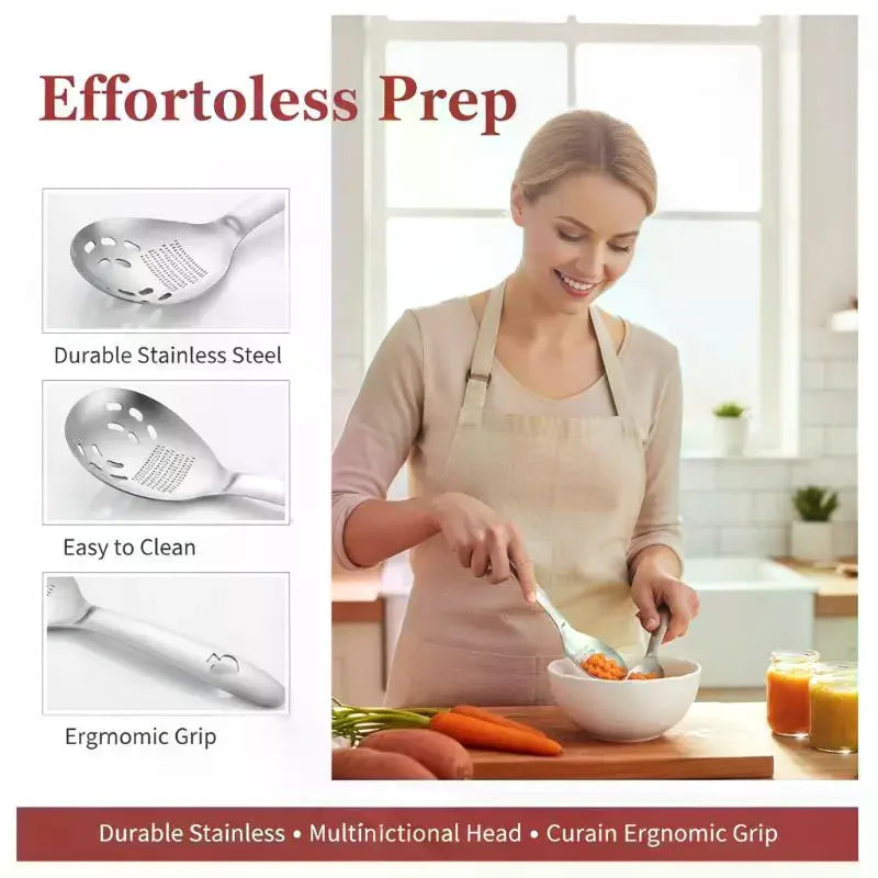 3-in-1 Stainless Steel Potato Masher, Slotted Spoon & Egg Separator