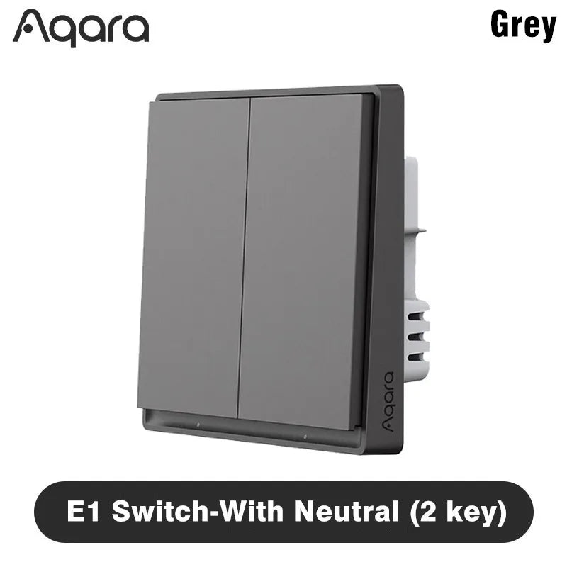 Aqara E1 Smart Wall Switch Zigbee 3.0 Wireless Key Light Switch Fire Wire With/No Neutral For Xiaomi Home Homekt APP Peaceful Pleasures Health and Wellness Grey With Neutral 2k China Mainland
