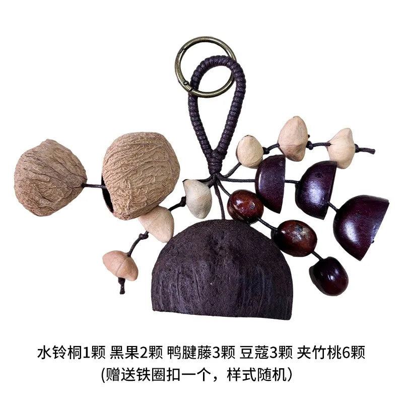 Natural Nut Shell Hand Rattle Wind Chime Pendant Fruit Handbell