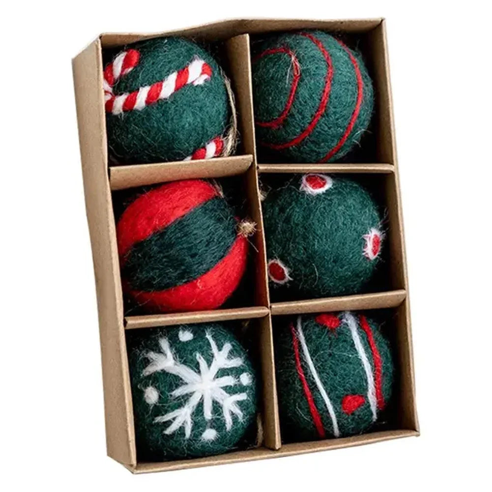 Wool Felt Ball Christmas Tree Ornaments | Colorful Set