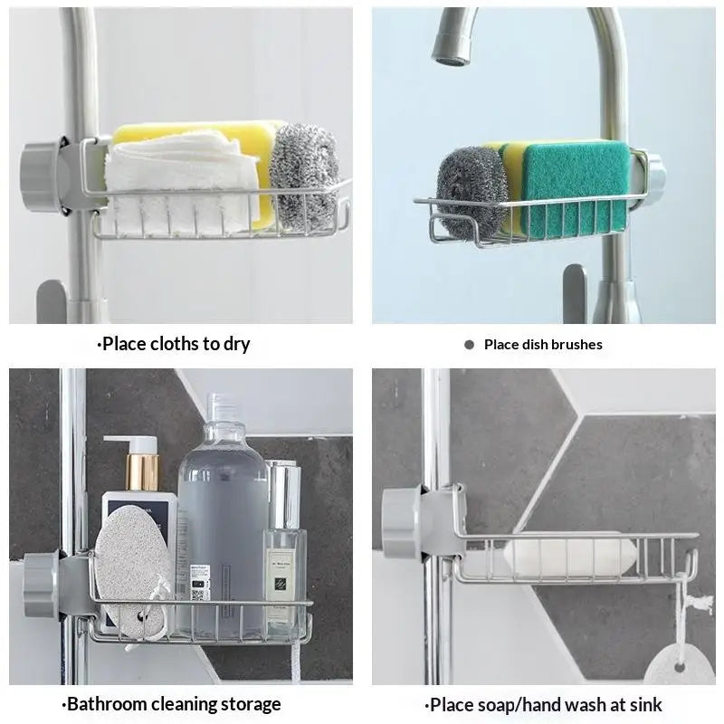 Stainless Steel Kitchen Sink Organizer Faucet Caddy | Soap Storage