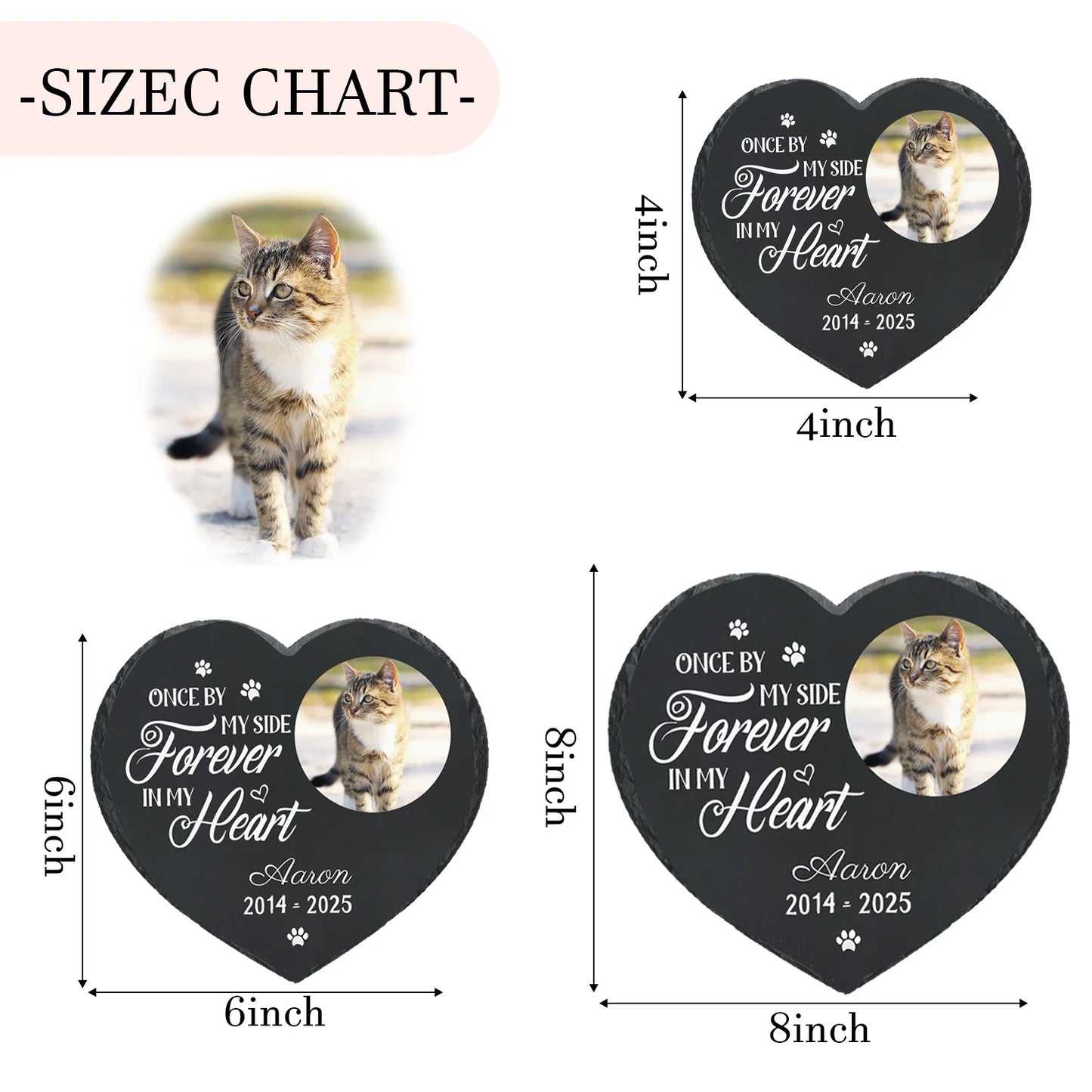 Personalized Pet Memorial Stone,Custom Cat Grave Marke Plaque With Photo&Name,Garden Slate Tombstone Pet Loss Remembrance Gift Peaceful Pleasures Health and Wellness