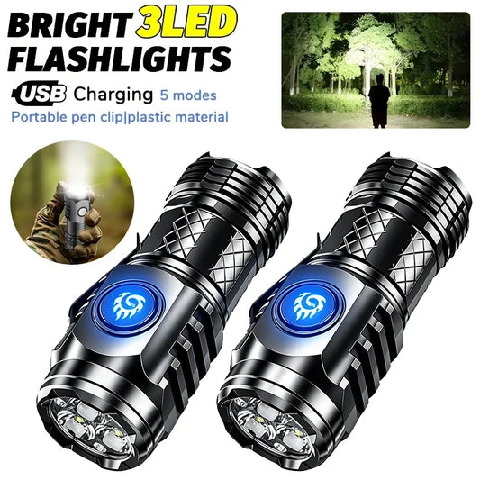 Mini 3-LED Keychain Flashlight | USB-C Rechargeable, Waterproof LED Keychain Flashlight Oasis Select
