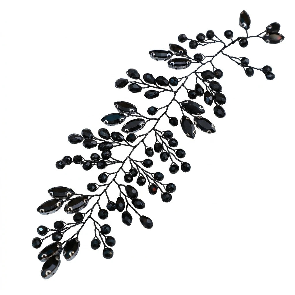 Crystal Bridal Hairpiece Elegant Wedding Headpiece For Women With Alloy Rhinestone Design Peaceful Pleasures Health and Wellness black