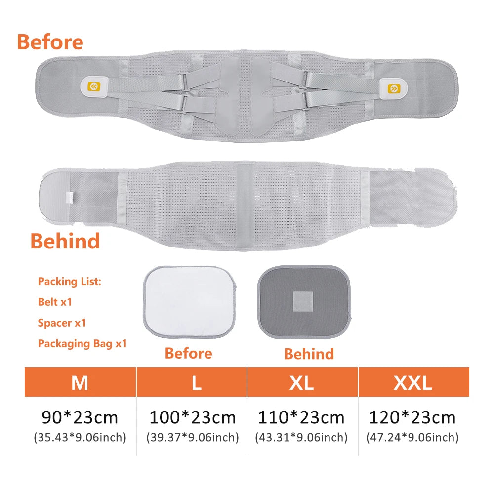 Lumbar Support Belt with 4 Steel Plates Rapezoidal Back Support Brace Men Women Spine Decompression Herniated Disc Strap Work Peaceful Pleasures Health and Wellness Ivory XLARGE