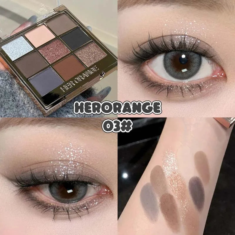 9-Color Smoky Eyeshadow Palette | Shimmer, Matte & Glitter