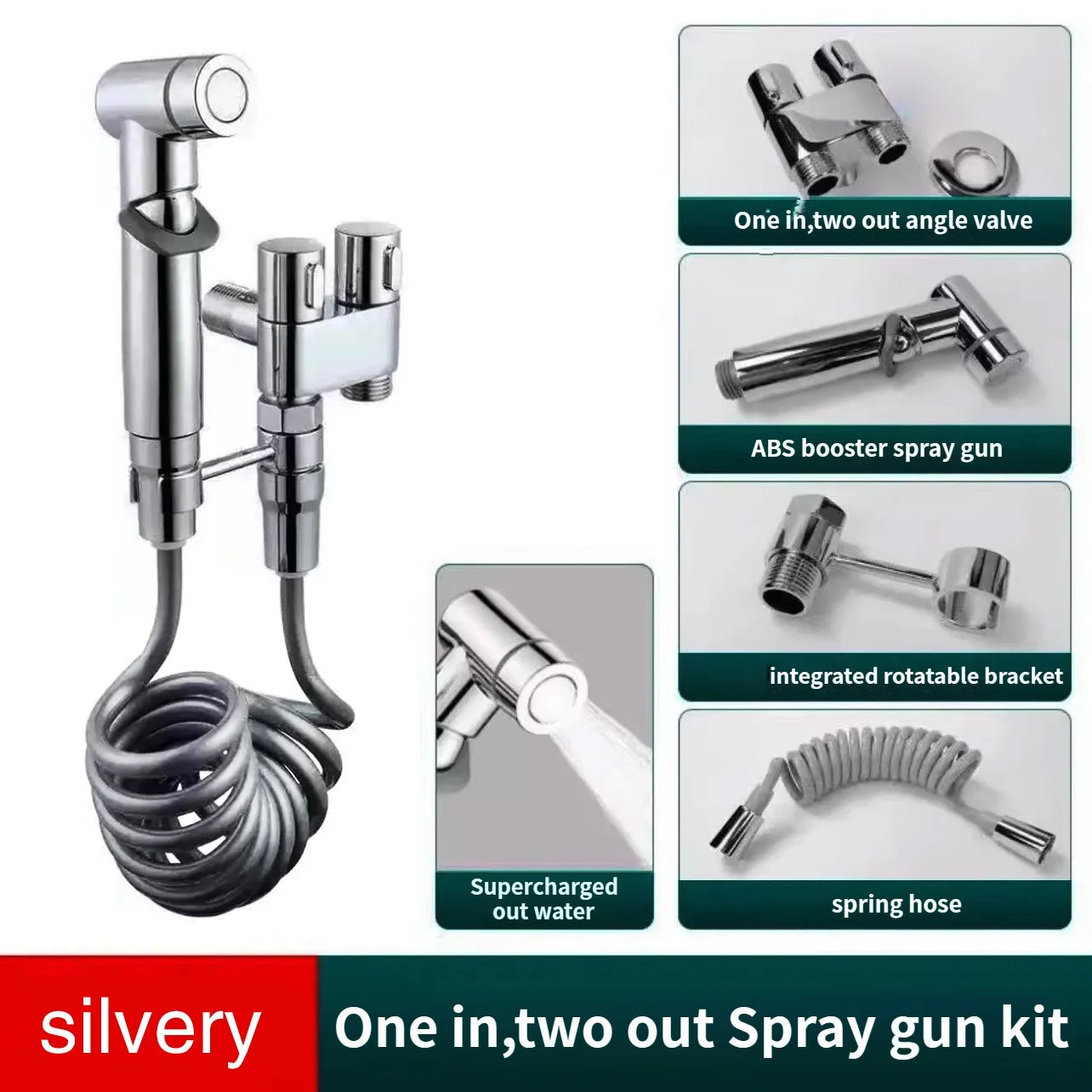 High-Pressure Handheld Bidet Spray Gun | 3-Way Angle Valve