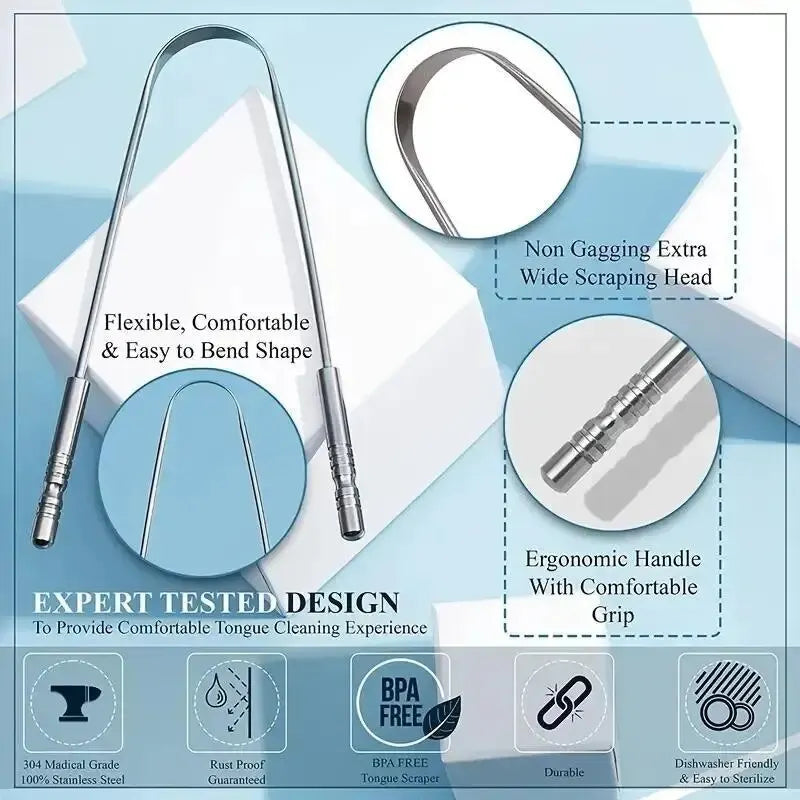 U-Shaped Stainless Steel Tongue Scraper | Fresh Breath Tool