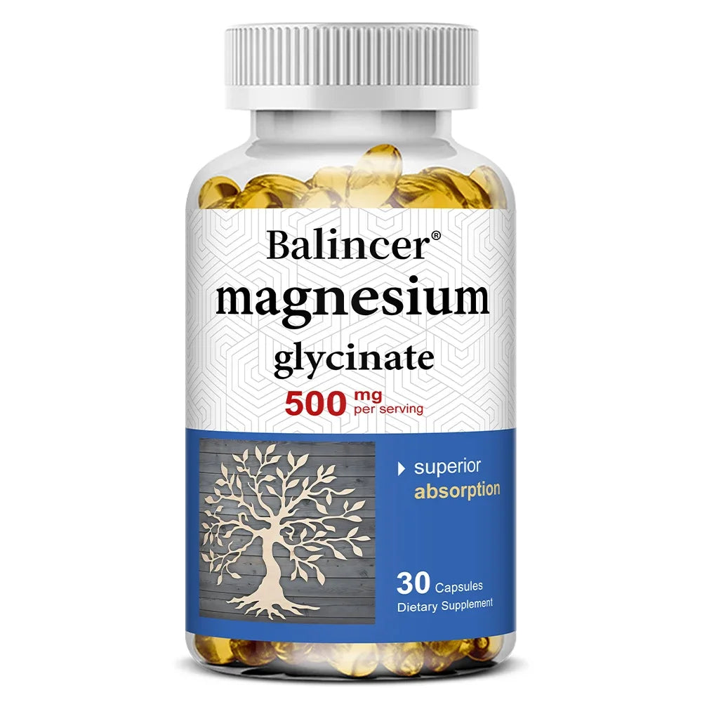 Magnesium Glycinate Capsules 500mg - Supports Muscle, Joint and Heart Health, Promotes Deep Sleep Peaceful Pleasures Health and Wellness 30 count-1 bottle