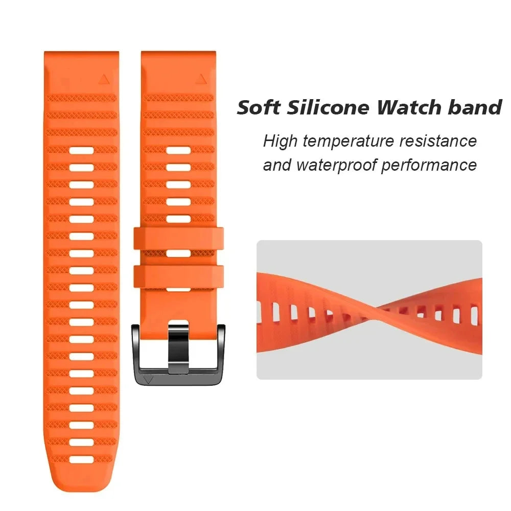 QuickFit 22mm 26mm Silicone Band for Garmin Fenix 7X 6X Forerunner
