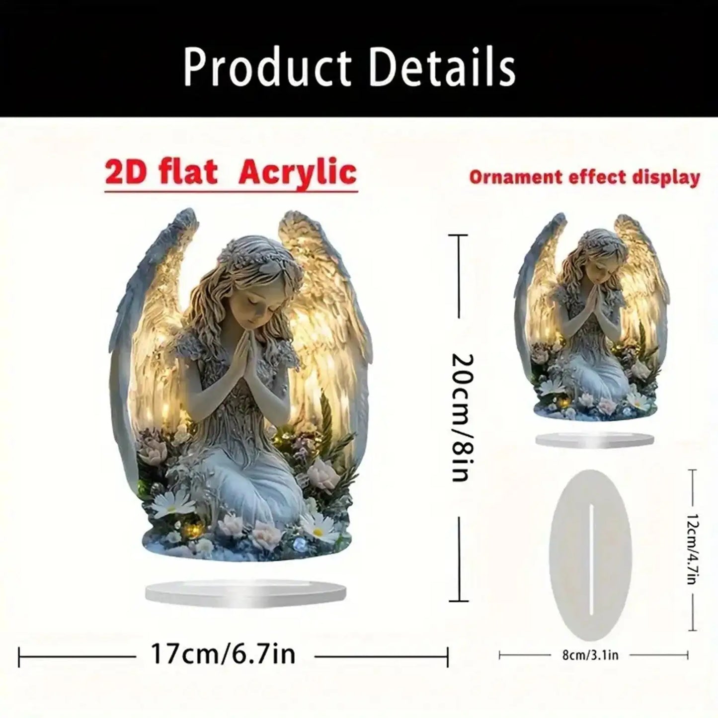 2D Prayer Angel Acrylic Tabletop Centerpiece | Spiritual Decor
